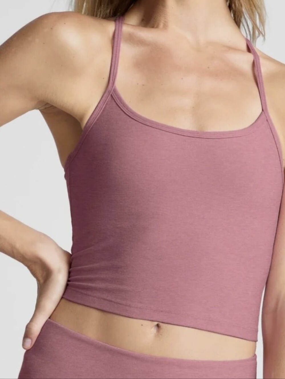 Beyond Yoga Spacedye Mauve Longline Racerback Bra